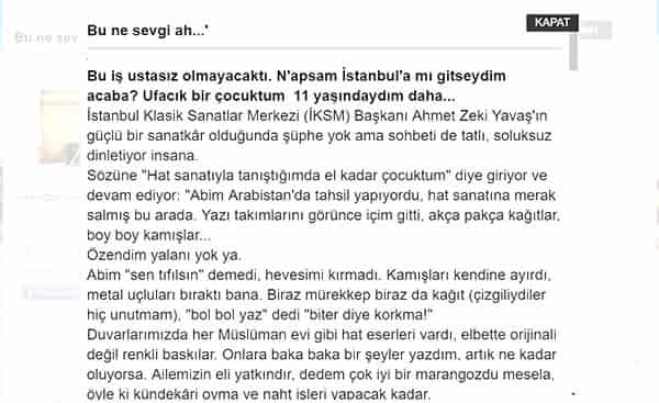 Türkiye Gazetesi'nde Sanat Sohbeti